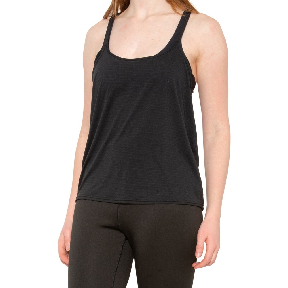 New prAna Ainsley Tankini Swim Top UPF 20 Strappy Racerback Stretch Black XSmall